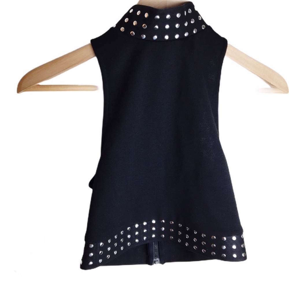 TOPSHOP Black Crop Top With Silver Studs
